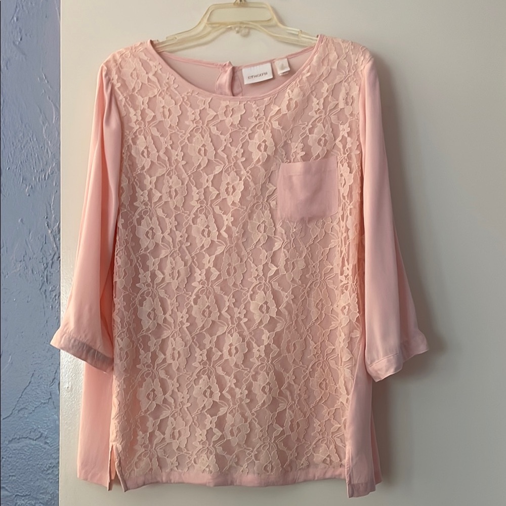 3 for $25! Chicos Elegant Pink Lace‎ Women's Top, size 2 (large)